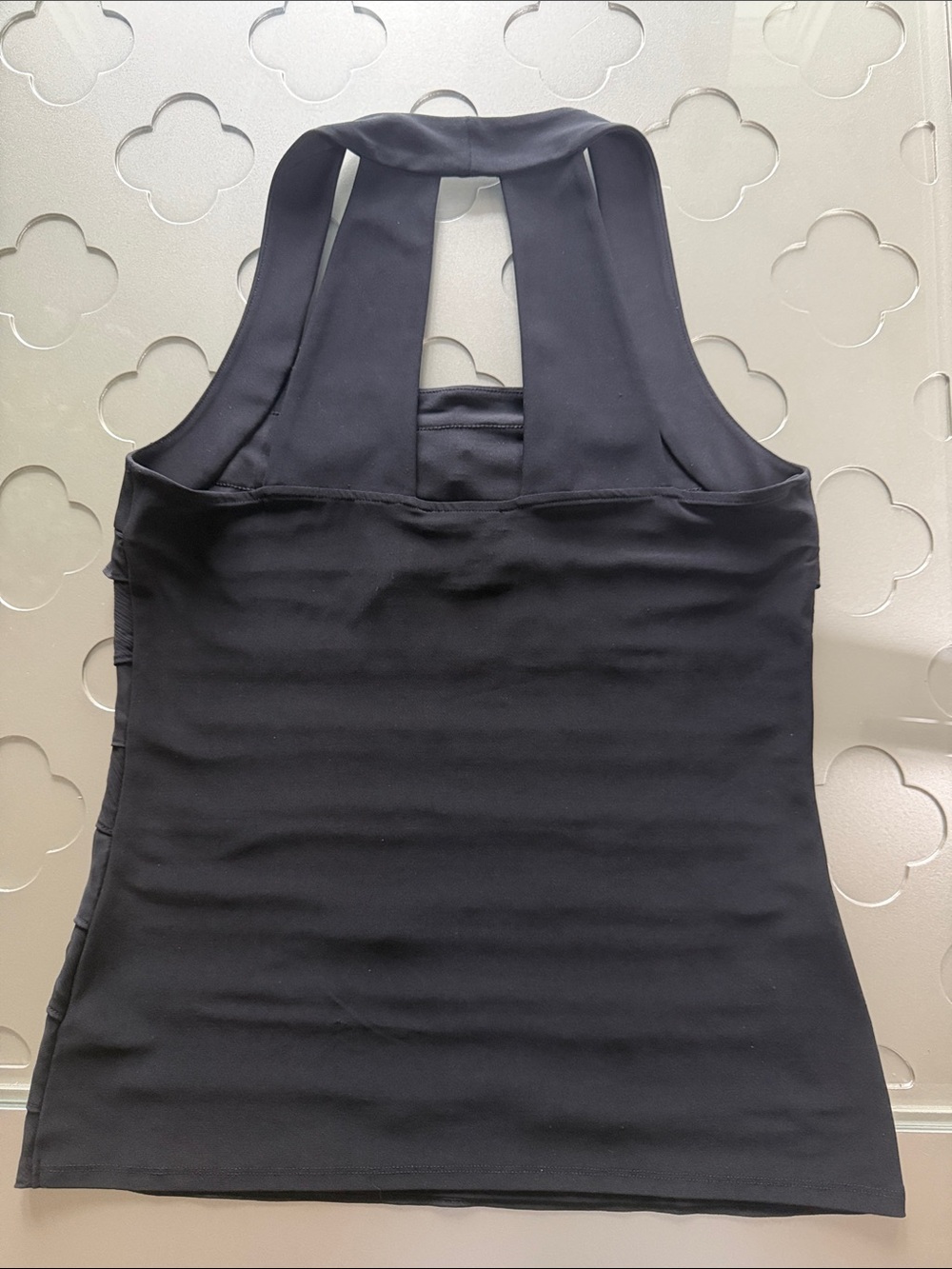 WHITE HOUSE BLACK MARKET Black Tiered Ruffle Sleeveless Top Size Medium - Picture 9 of 13